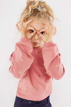 Mexx, Bluza din amestec de bumbac organic cu model, Roz Mexx, Bluza din amestec de bumbac organic cu model, Roz