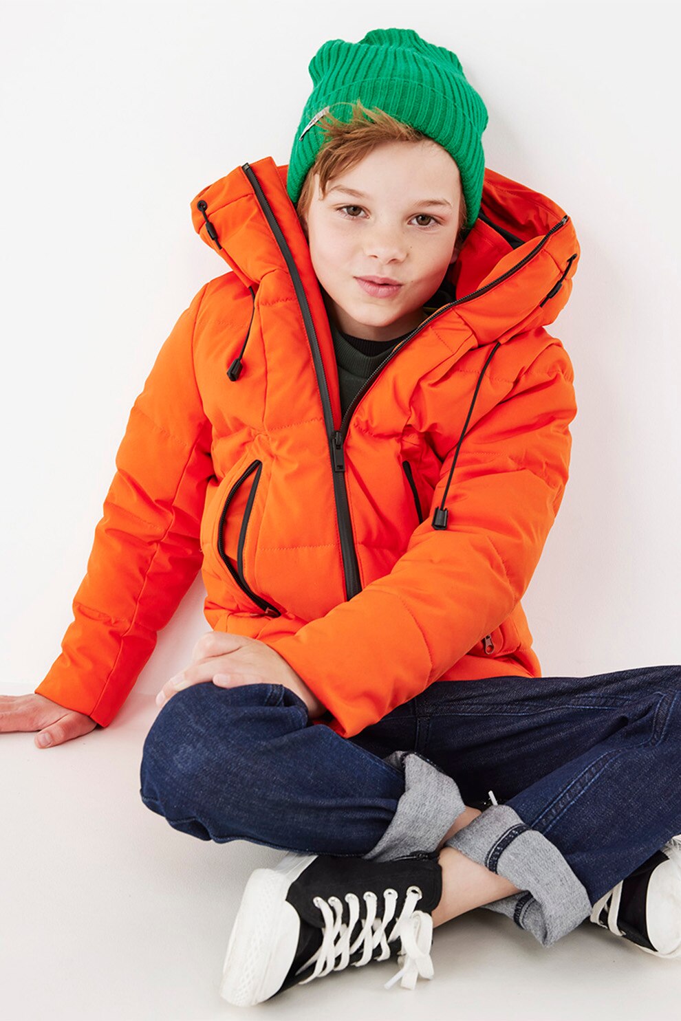 Mexx, Geaca cu vatelina, gluga si model matlasat, Oranj mandarina