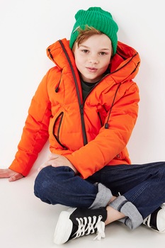 Mexx, Geaca cu vatelina, gluga si model matlasat, Oranj mandarina Mexx, Geaca cu vatelina, gluga si model matlasat, Oranj mandarina