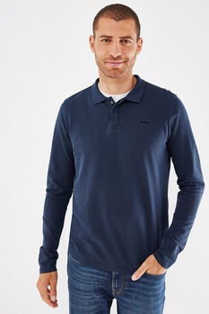 Mexx, Bluza polo din bumbac cu model pique, Bleumarin, S Mexx, Bluza polo din bumbac cu model pique, Bleumarin, S