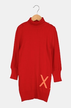 Mexx, Rochie scurta tip pulover cu detaliu brodat, Rosu Mexx, Rochie scurta tip pulover cu detaliu brodat, Rosu