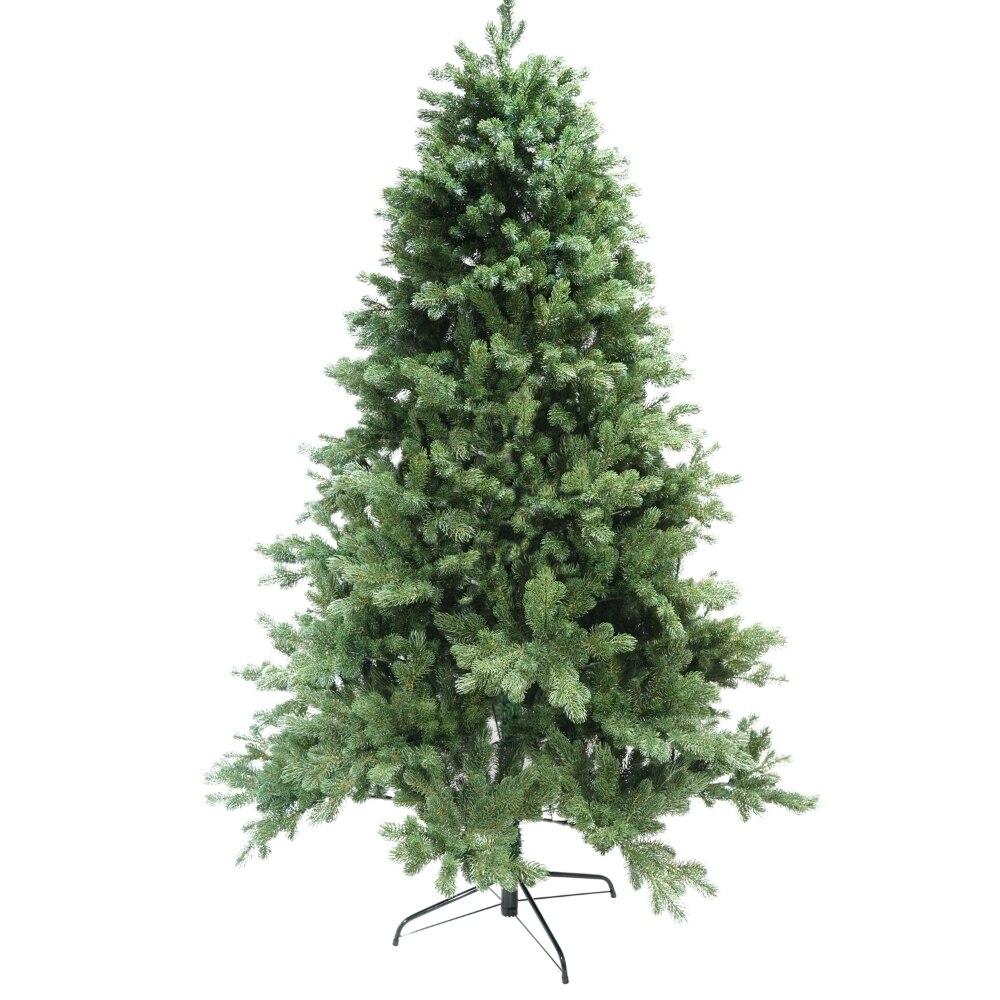 Brad artificial de Craciun, clasic, pentru interior/exterior, inaltime 180 cm, diametru 120 cm, 586 ramuri, Flippy, verde, suport metalic inclus