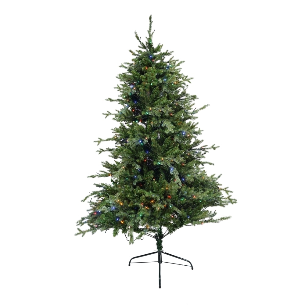 Brad Artificial de Craciun, Becuri led incluse in ramuri, pentru interior/exterior, inaltime 180 cm, diametru 128 cm, 1246 ramuri, Flippy, verde, suport metalic inclus