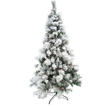 Brad artificial de Craciun nins intens, decorat cu conuri pin, pentru interior/exterior, inaltime 180 cm, diametru 120 cm, 502 ramuri, Flippy, alb/verde, suport metalic inclus Brad artificial de Craciun nins intens, decorat cu conuri pin, pentru interior/exterior, inaltime 180 cm, diametru 120 cm, 502 ramuri, Flippy, alb/verde, suport metalic inclus