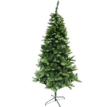 Brad artificial de Craciun, clasic, pentru interior/exterior, inaltime 210 cm, diametru 125 cm, 957 ramuri, Flippy, verde, suport metalic inclus Brad artificial de Craciun, clasic, pentru interior/exterior, inaltime 210 cm, diametru 125 cm, 957 ramuri, Flippy, verde, suport metalic inclus