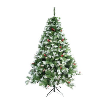 Brad artificial de Craciun nins, decorat cu conuri pin, pentru interior/exterior, inaltime 180 cm, diametru 124 cm, 760 ramuri, Flippy, verde, suport metalic inclus Brad artificial de Craciun nins, decorat cu conuri pin, pentru interior/exterior, inaltime 180 cm, diametru 124 cm, 760 ramuri, Flippy, verde, suport metalic inclus