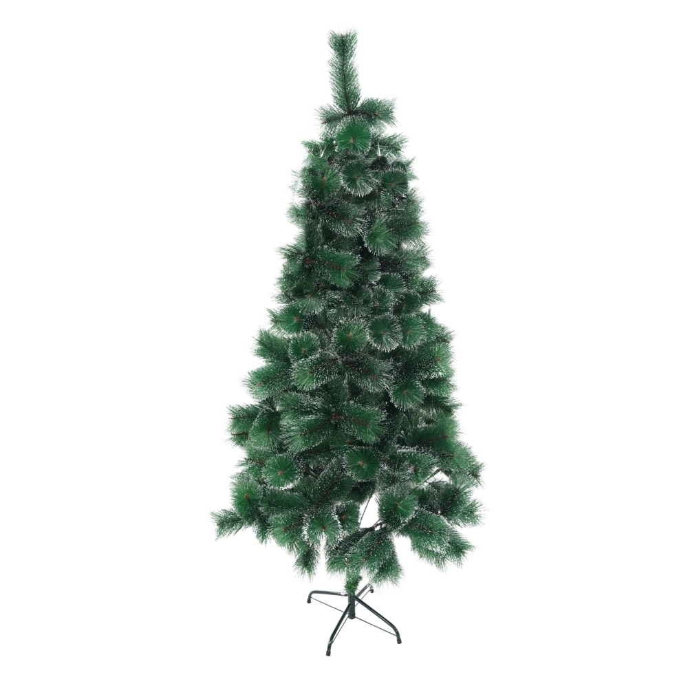 Brad artificial de Craciun tip pin nins, pentru interior/exterior, inaltime 210 cm, Flippy, verde, suport metalic inclus