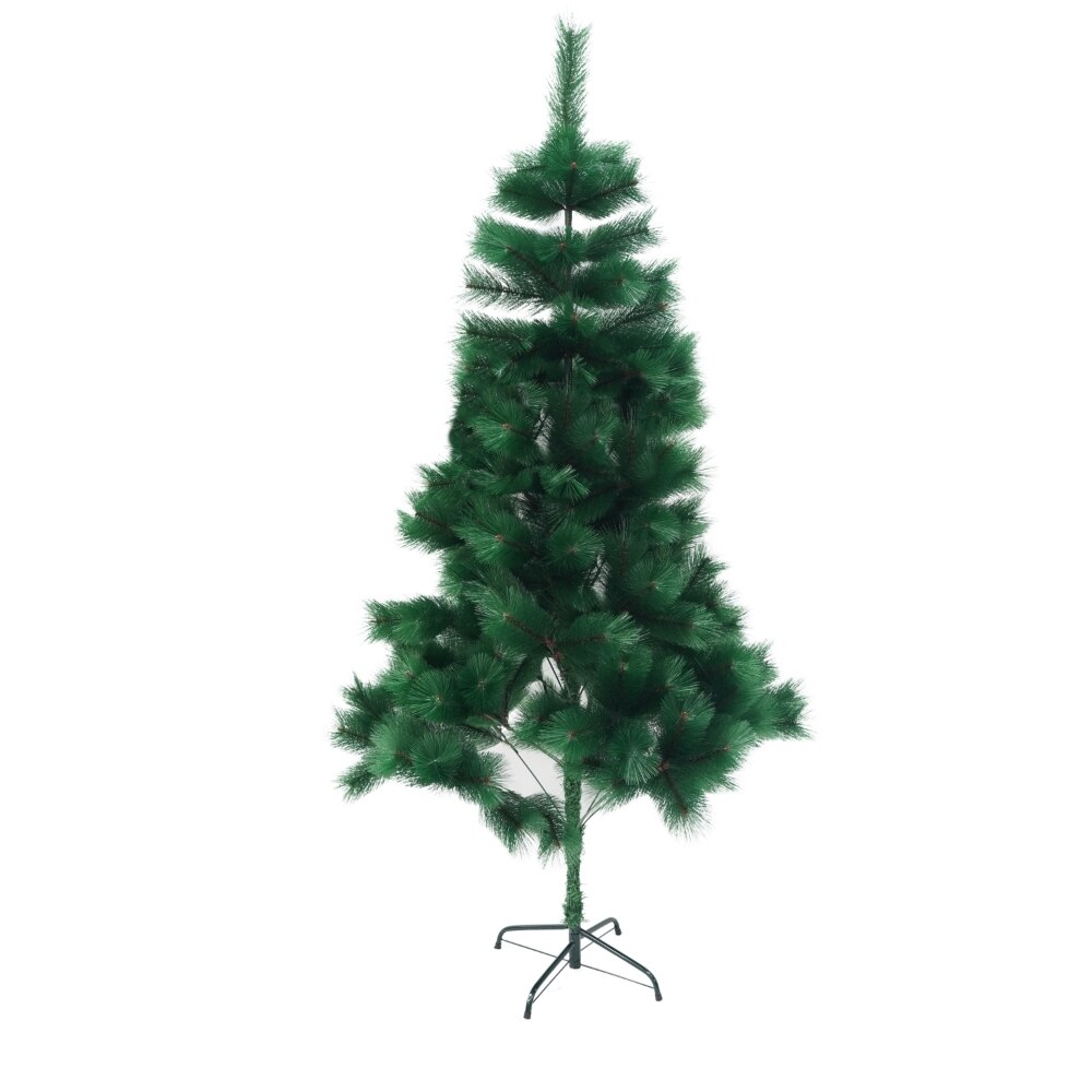 Brad artificial de Craciun tip pin, clasic, pentru interior/exterior, inaltime 180 cm, Flippy, verde, suport metalic inclus