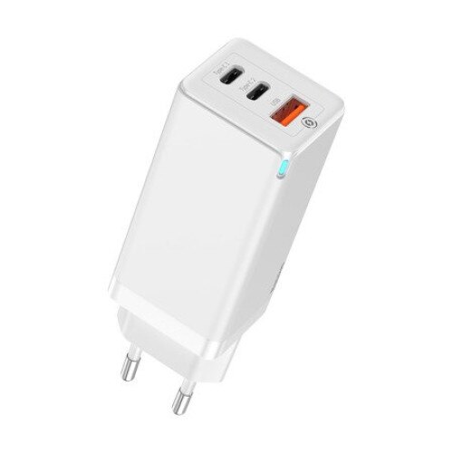 Incarcator de retea, Baseus GaN Mini Quick, CCGAN-B02, USB si 2 x USB-C, EU, Quick Charge, 65W, Universal, Alb