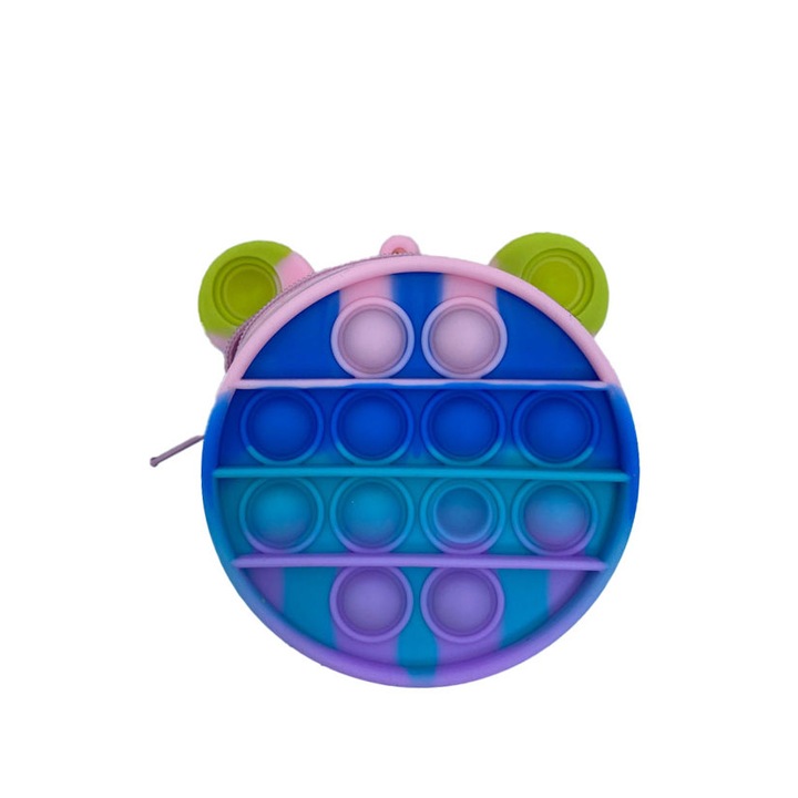 Jucarie antistres Bear Pop ,tip breloc pentru copii, carabina inclusa,interactiva,8 cm , multicolor, Doty