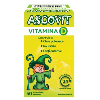 Supliment alimentar Ascovit Vitamina D, 50 comprimate Supliment alimentar Ascovit Vitamina D, 50 comprimate