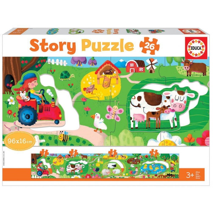 Пъзел Educa Story Puzzle Farm 18900, Панорамен, 26 части