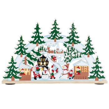 Decoratiune de Craciun forma curbata, cu peisaj iarna ,lemn,47,5x29,5x5 cm Decoratiune de Craciun forma curbata, cu peisaj iarna ,lemn,47,5x29,5x5 cm