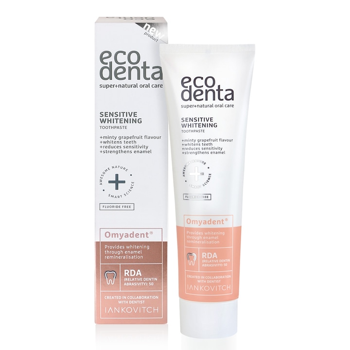 Ecodenta fogkrém, fehérítő hatással, érzékeny fogakra, Omyadent, 100ml