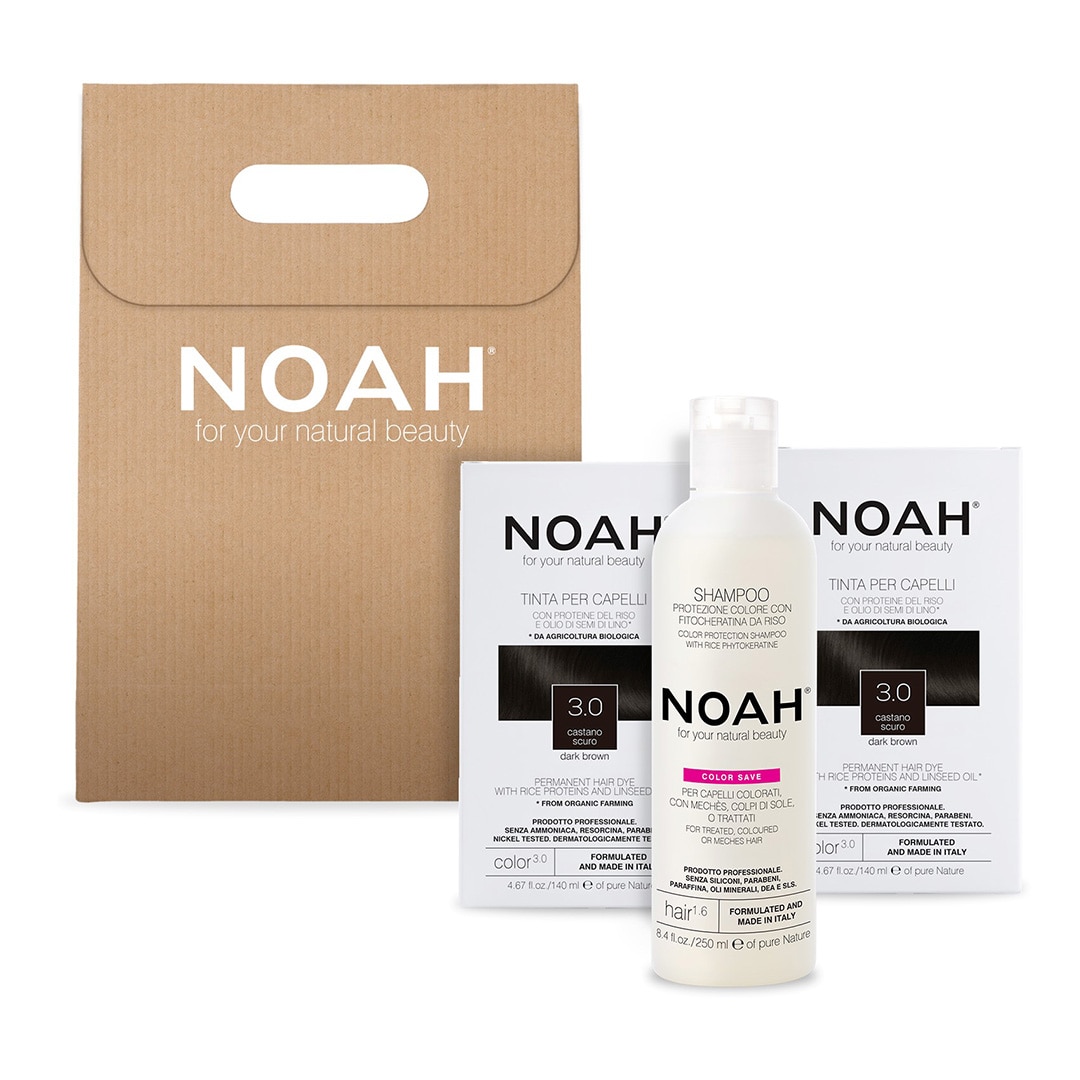 Set Noah, 2+1 Color & Protect: 2x vopsea Saten inchis 3.0, 140 ml + Sampon, 250 ml
