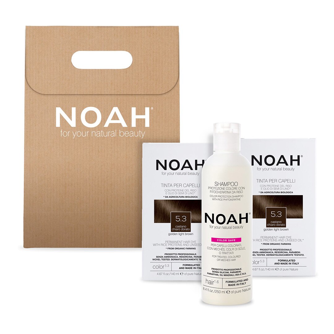 Set Noah, 2+1 Color & Protect: 2x vopsea Saten auriu deschis 5.3, 140 ml + Sampon, 250 ml