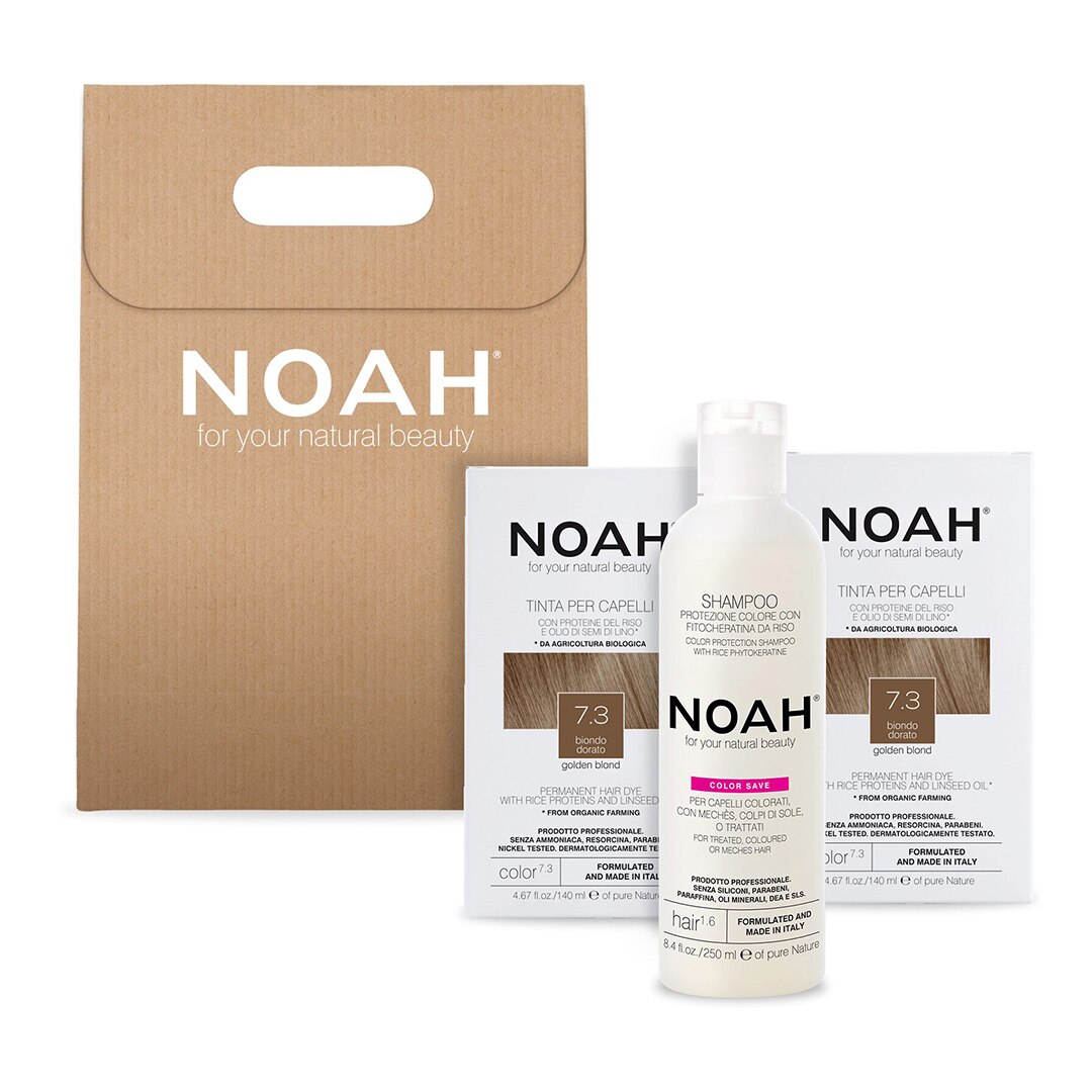 Set Noah, 2+1 Color & Protect: 2x vopsea Blond auriu 7.3, 140 ml + Sampon, 250 ml