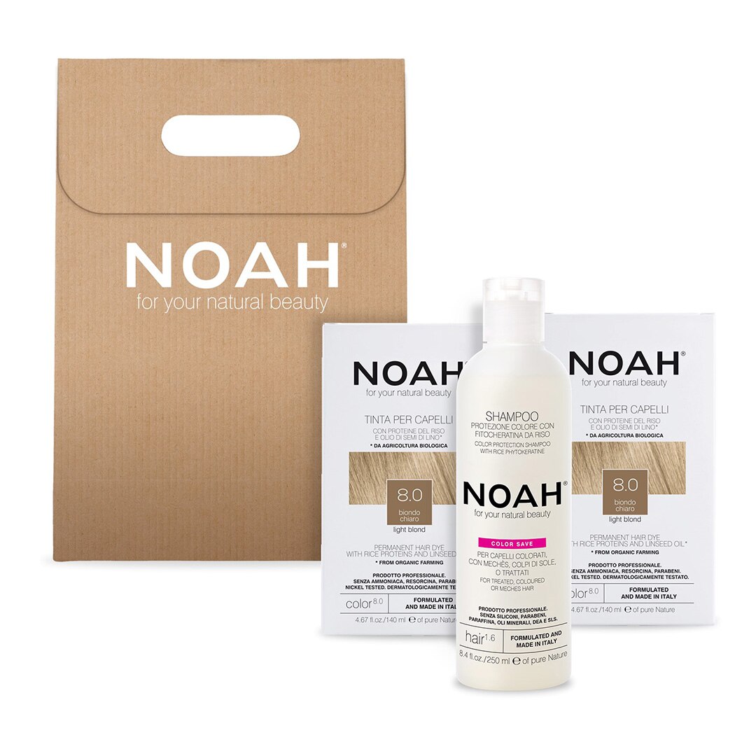 Set Noah, 2+1 Color & Protect: 2x vopsea Blond deschis 8.0, 140 ml + Sampon, 250 ml