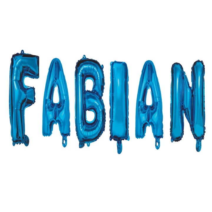 Комплект балони Fabian с букви за име, син, 40 см