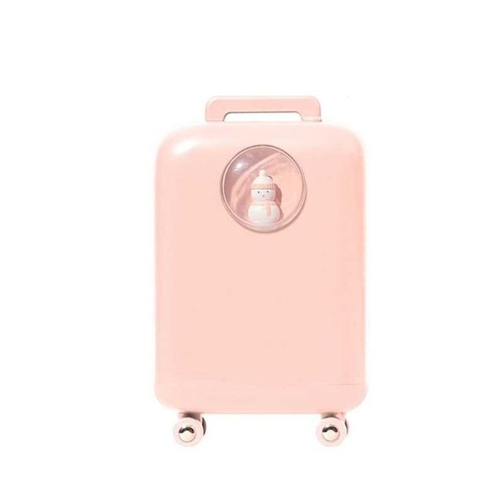 Difuzor de ulei esential, aromaterapie, purificator de aer, rezervor 210ML, cu iluminat, Troler si Mos Craciun, Rose