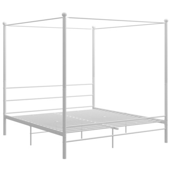 Cadru de pat cu baldachin, alb, 200x200 cm, metal 325070 Cadru de pat cu baldachin, alb, 200x200 cm, metal 325070