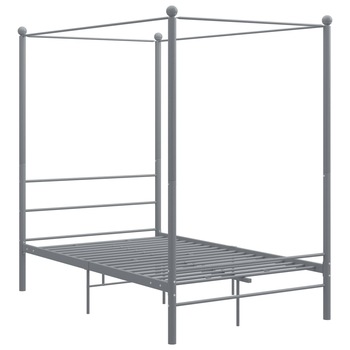 Cadru de pat cu baldachin, gri, 140x200 cm, metal 325062 Cadru de pat cu baldachin, gri, 140x200 cm, metal 325062