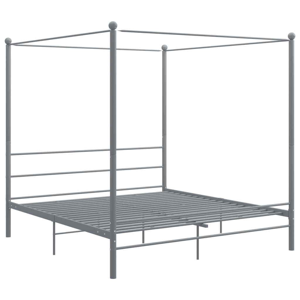 Cadru de pat cu baldachin, gri, 180x200 cm, metal 325068