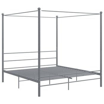 Cadru de pat cu baldachin, gri, 200x200 cm, metal 325071 Cadru de pat cu baldachin, gri, 200x200 cm, metal 325071