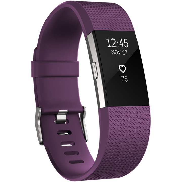 Bratara fitness Fitbit Charge 2, Plum Silver, Large