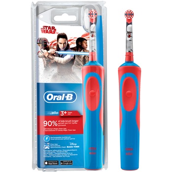 Periuta de dinti electrica Oral-B D12.513 Vitality Star Wars pentru copii,7600 oscilatii/min, Curatare 2D, 1 program, 1 capat, Rosu/Albastru Periuta de dinti electrica Oral-B D12.513 Vitality Star Wars pentru copii,7600 oscilatii/min, Curatare 2D, 1 program, 1 capat, Rosu/Albastru
