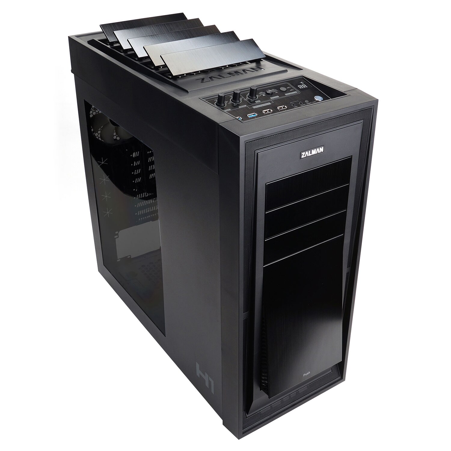 Computer Case Zalman H1, mATX Full Tower, fara sursa, Black eMAG.ro