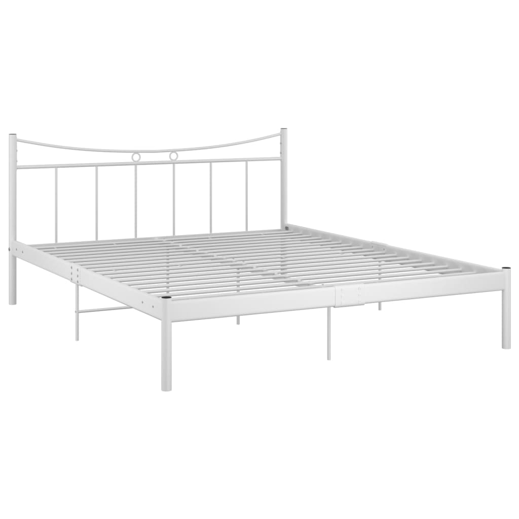 Cadru de pat, alb, 160x200 cm, metal si placaj 324805