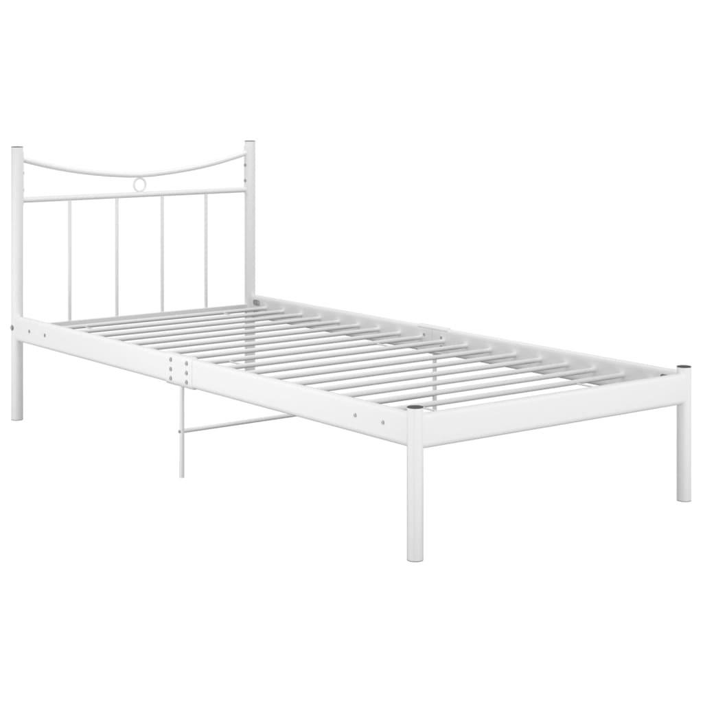 Cadru de pat, alb, 90x200 cm, metal si placaj 324793