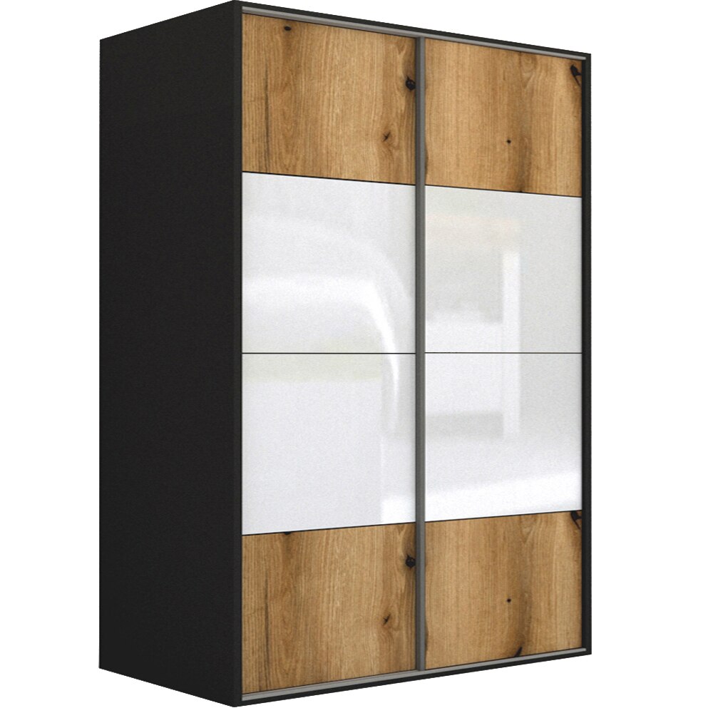 Dressing Genarom LEX D, Stejar Wotan / Gri Lucios, 201 x 240 x 66 cm