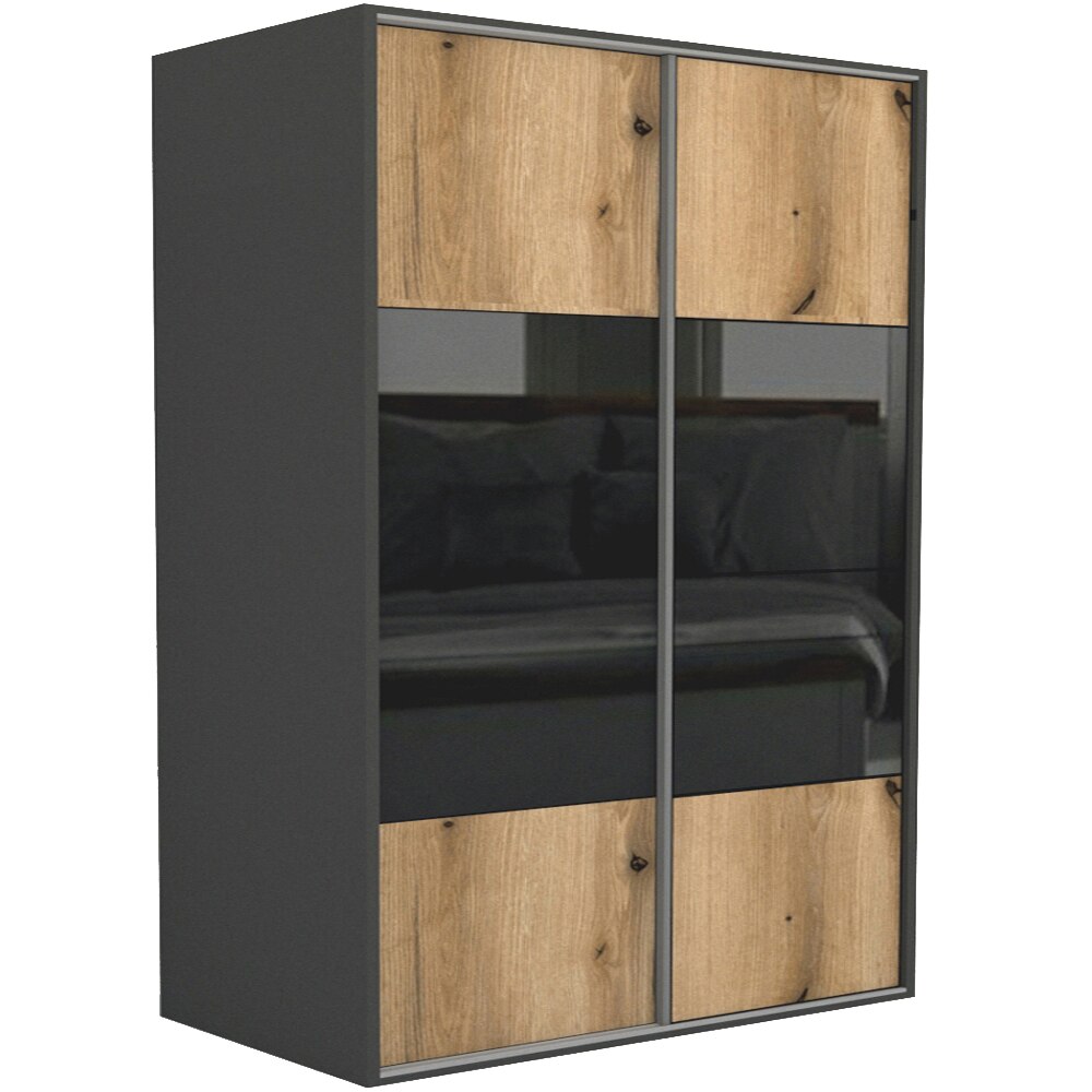 Dressing Genarom LEX D, Stejar Wotan / Negru Lucios M, 201 x 240 x 66 cm
