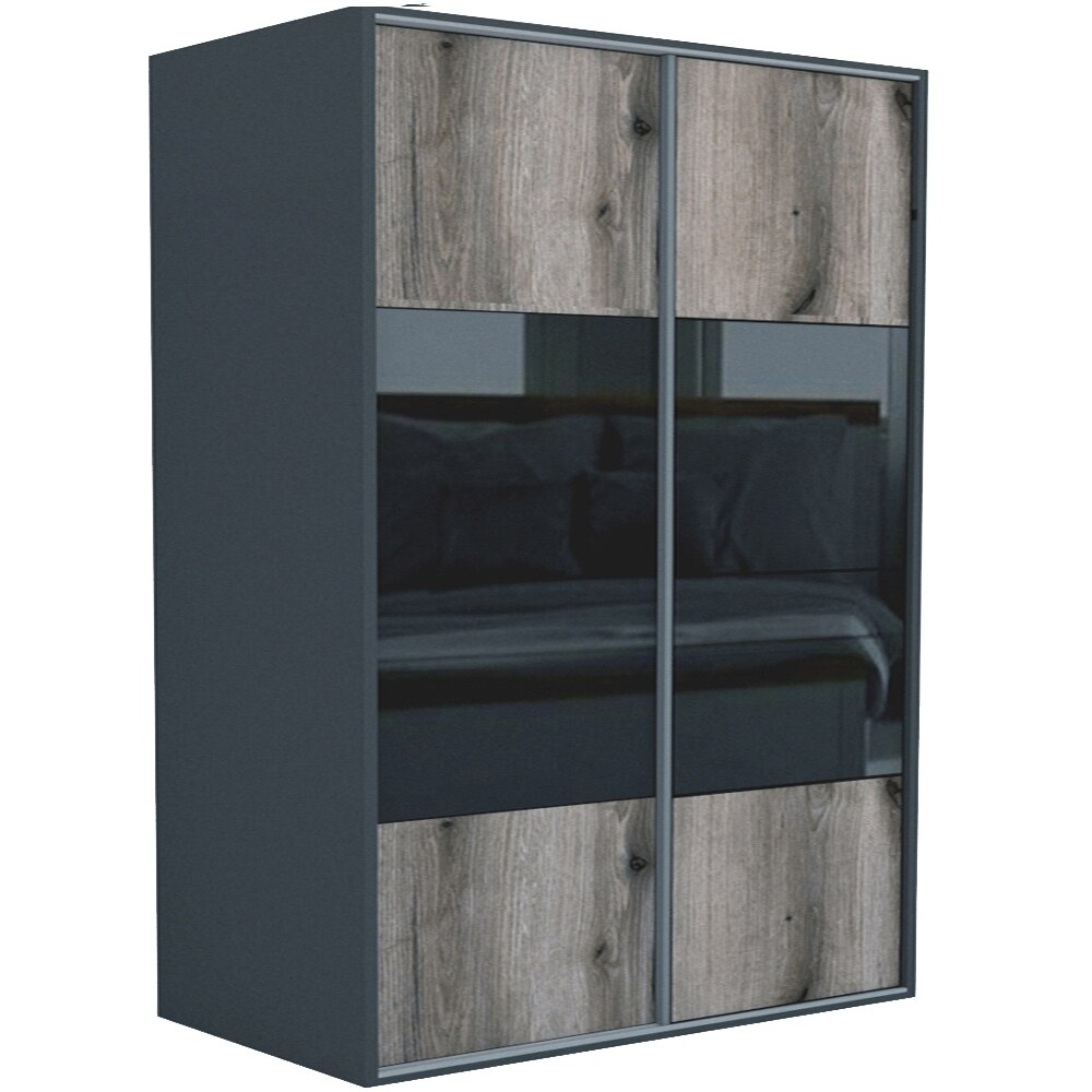 Dressing Genarom LEX C, Stejar Monastery / Negru Lucios M, 201 x 240 x 66 cm