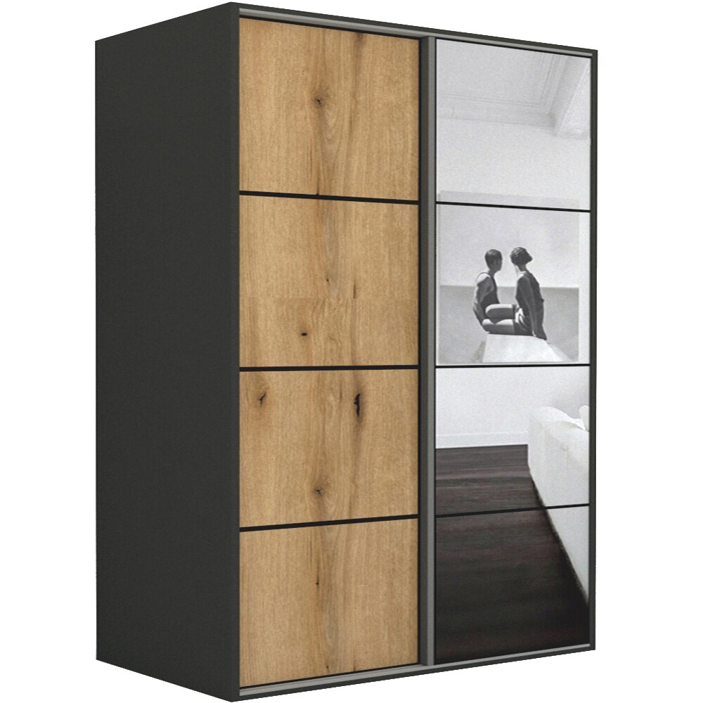 Dressing Genarom LEX D, Stejar Wotan / Oglinda L, 201 x 240 x 66 cm