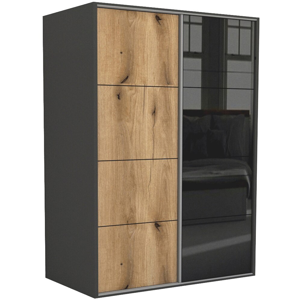 Dressing Genarom LEX A, Stejar Wotan / Negru Lucios L, 201 x 240 x 66 cm