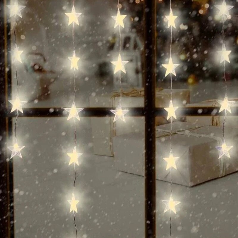 Perdea de lumini cu 50 stelute LED Home, pentru interior, lungime ghirlanda 1,35 m, alb cald