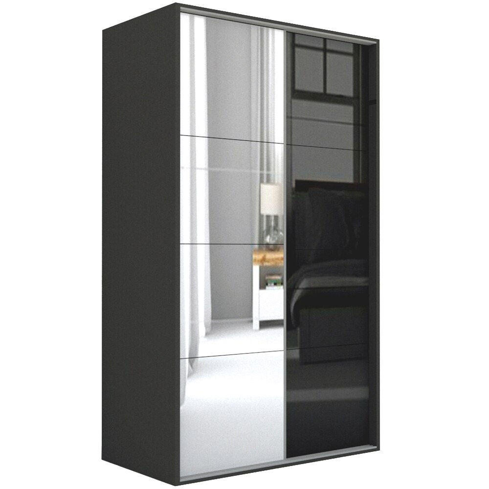 Dressing Genarom LEX B, Oglinda / Negru Lucios, 181 x 240 x 66 cm