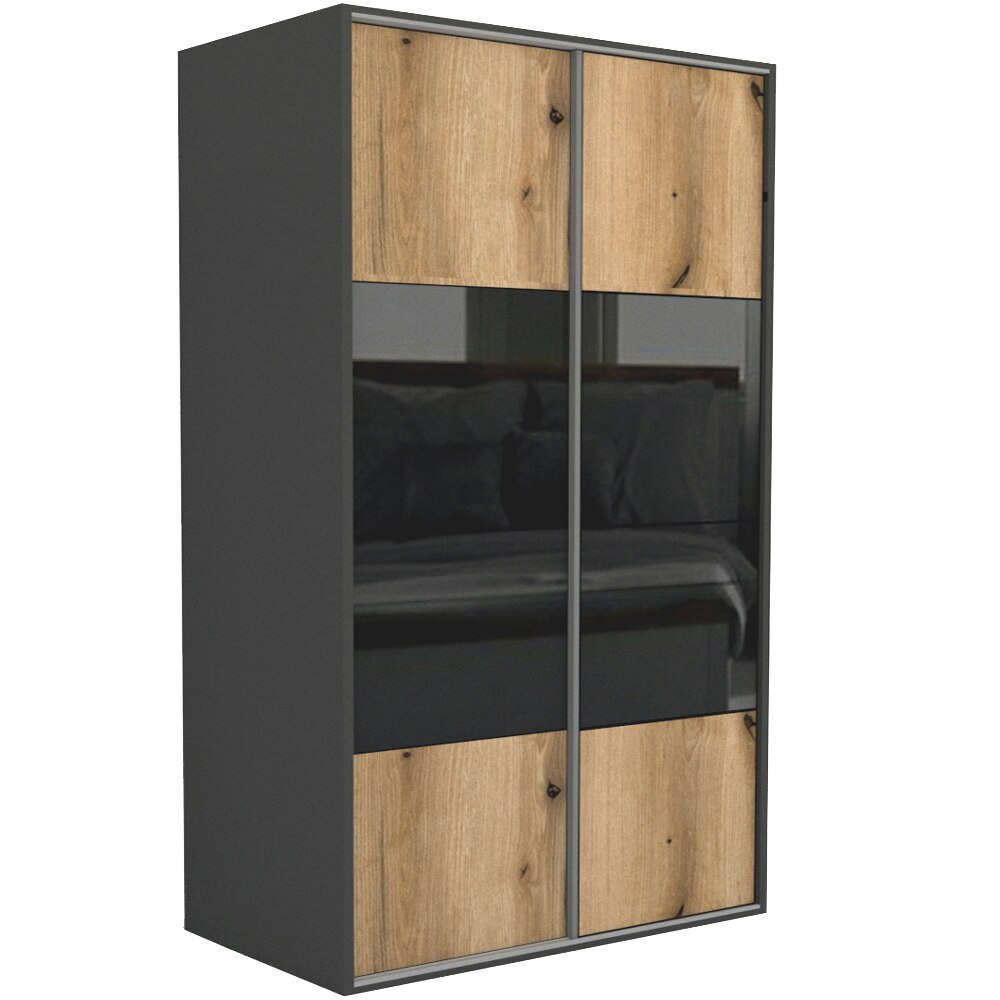 Dressing Genarom LEX A, Stejar Wotan / Negru Lucios M, 181 x 240 x 66 cm