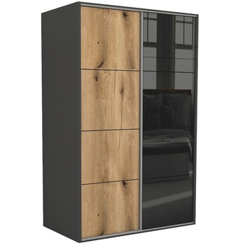 Dressing Genarom LEX C, Stejar Wotan / Negru Lucios L, 181 x 240 x 66 cm Dressing Genarom LEX C, Stejar Wotan / Negru Lucios L, 181 x 240 x 66 cm