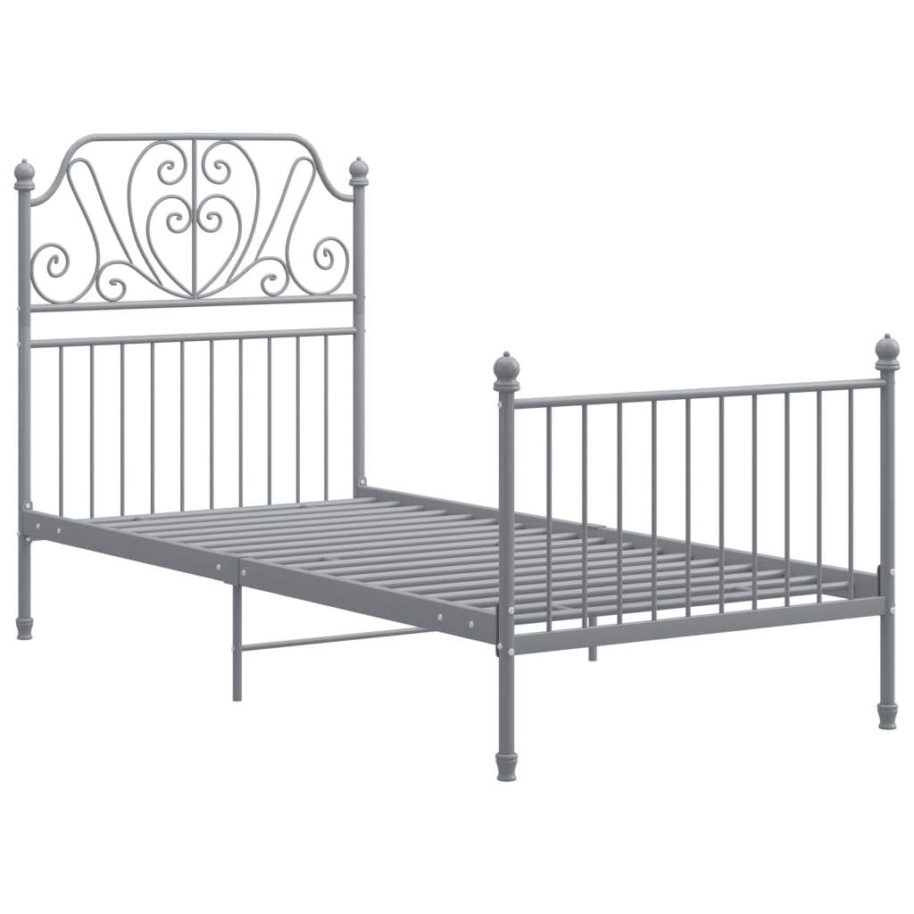 Cadru de pat, gri, 100x200 cm, metal si placaj 324846