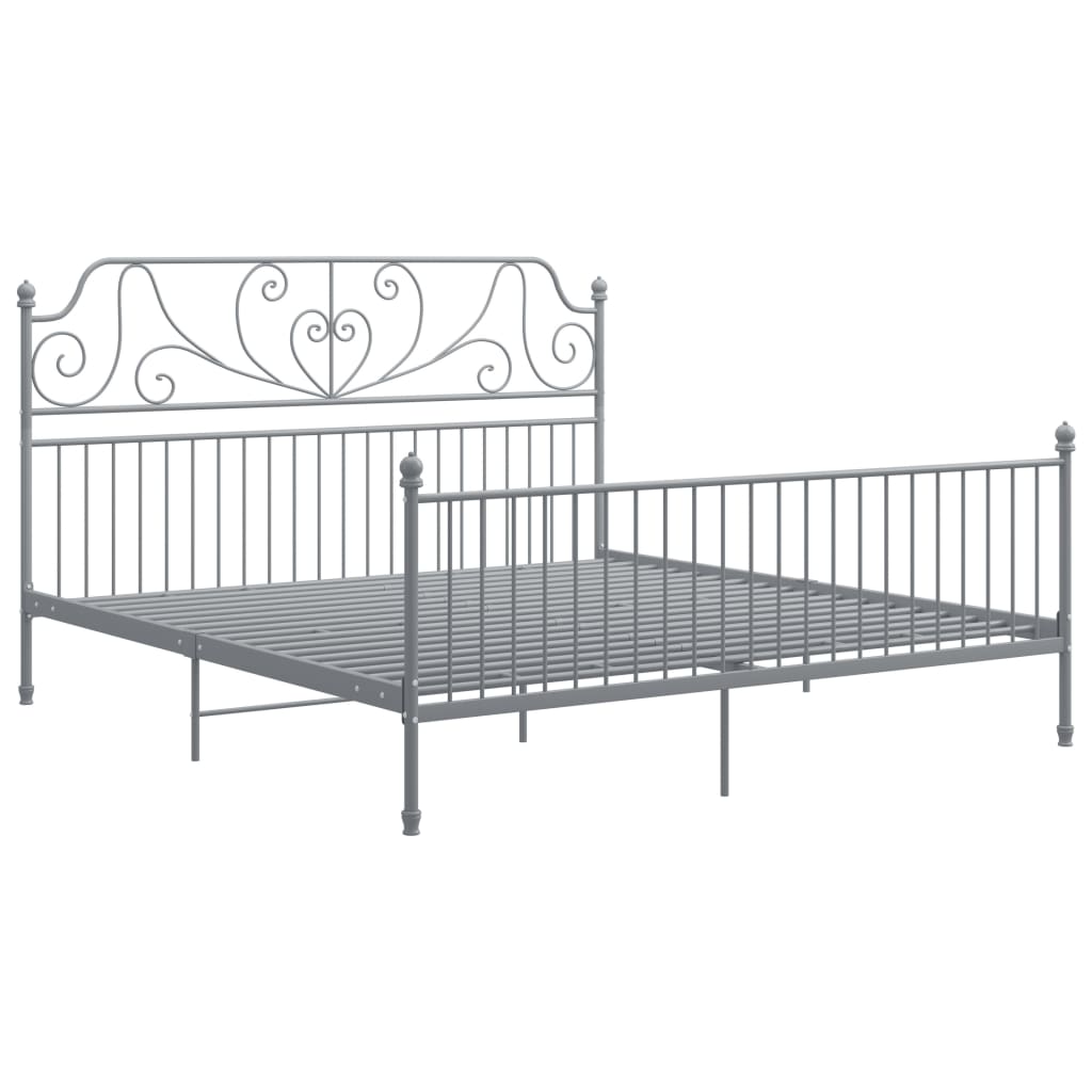 Cadru de pat, gri, 200x200 cm, metal si placaj 324861
