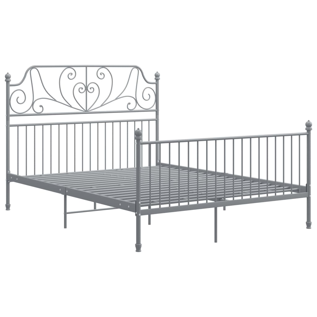 Cadru de pat, gri, 140x200 cm, metal si placaj 324852