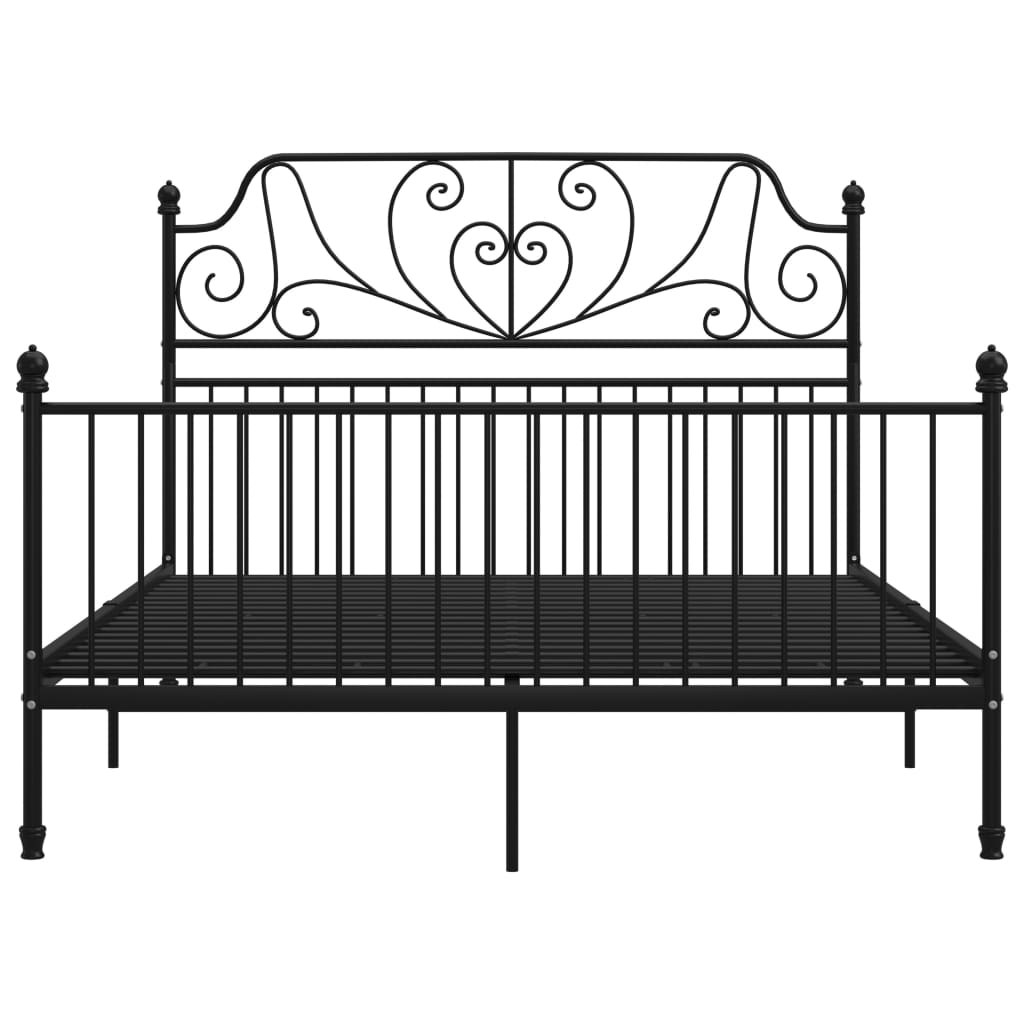 Cadru de pat, negru, 140x200 cm, metal si placaj 324850