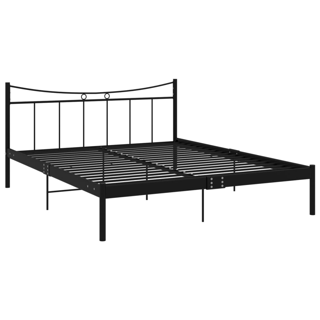 Cadru de pat, negru, 160x200 cm, metal si placaj 324804