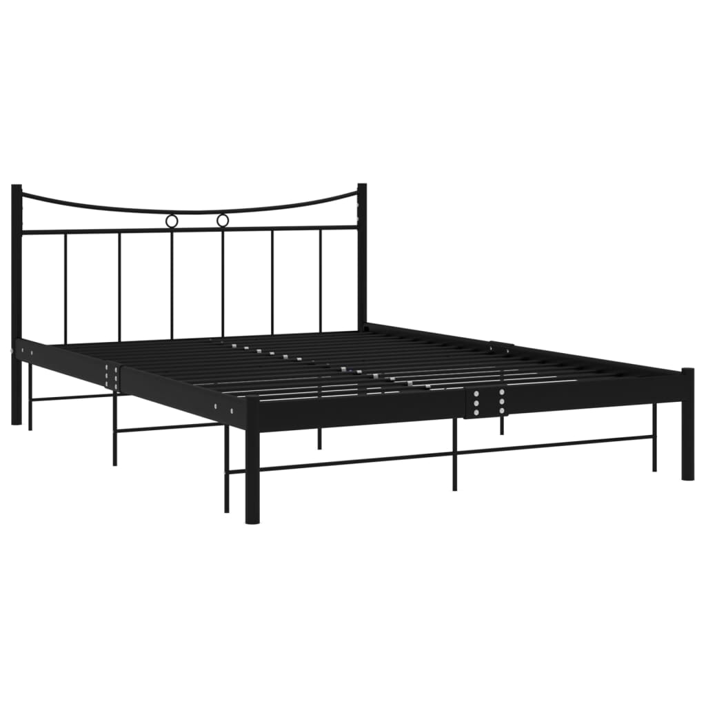 Cadru de pat, negru, 140x200 cm, metal si placaj 324801