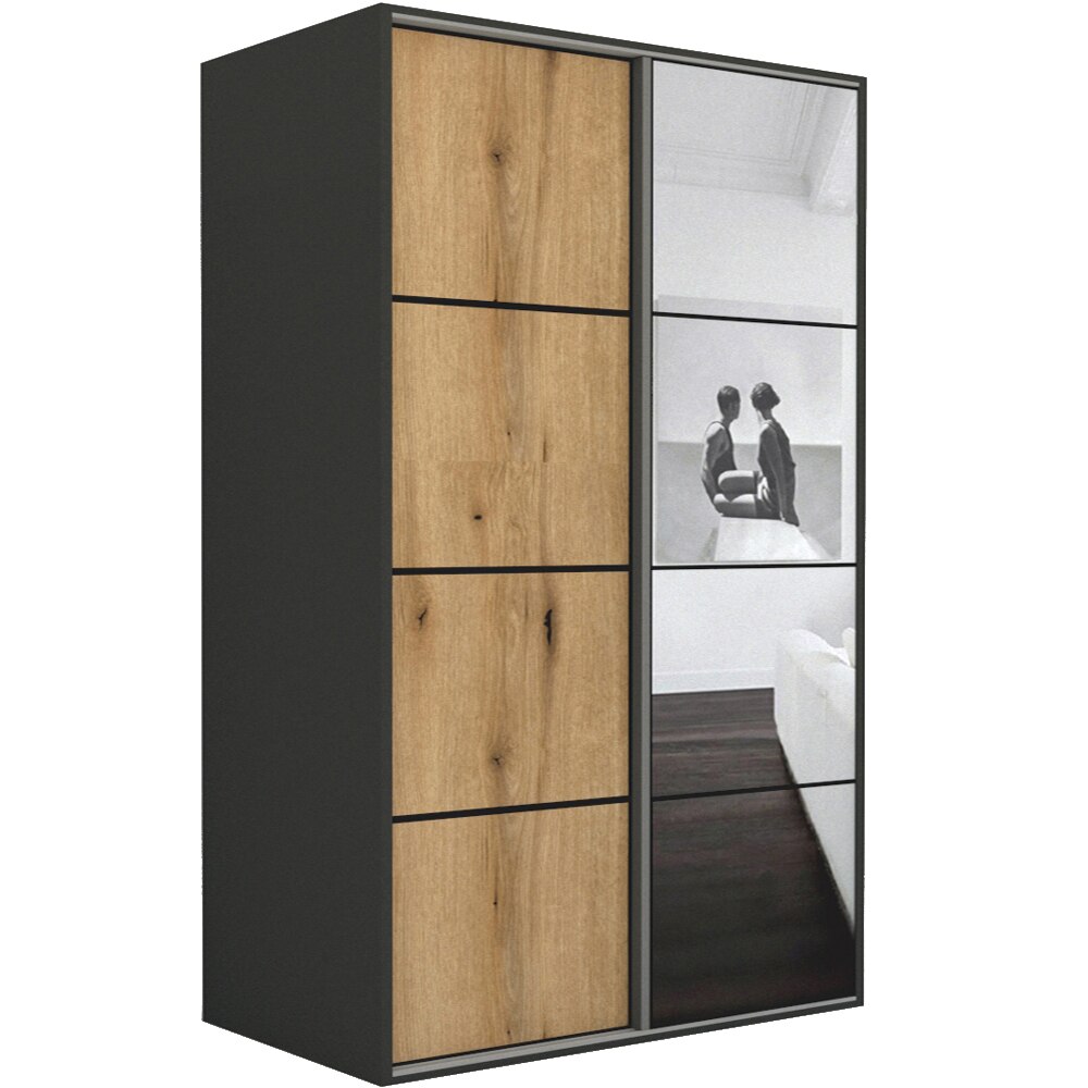 Dressing Genarom LEX C, Stejar Wotan / Oglinda L, 181 x 240 x 66 cm
