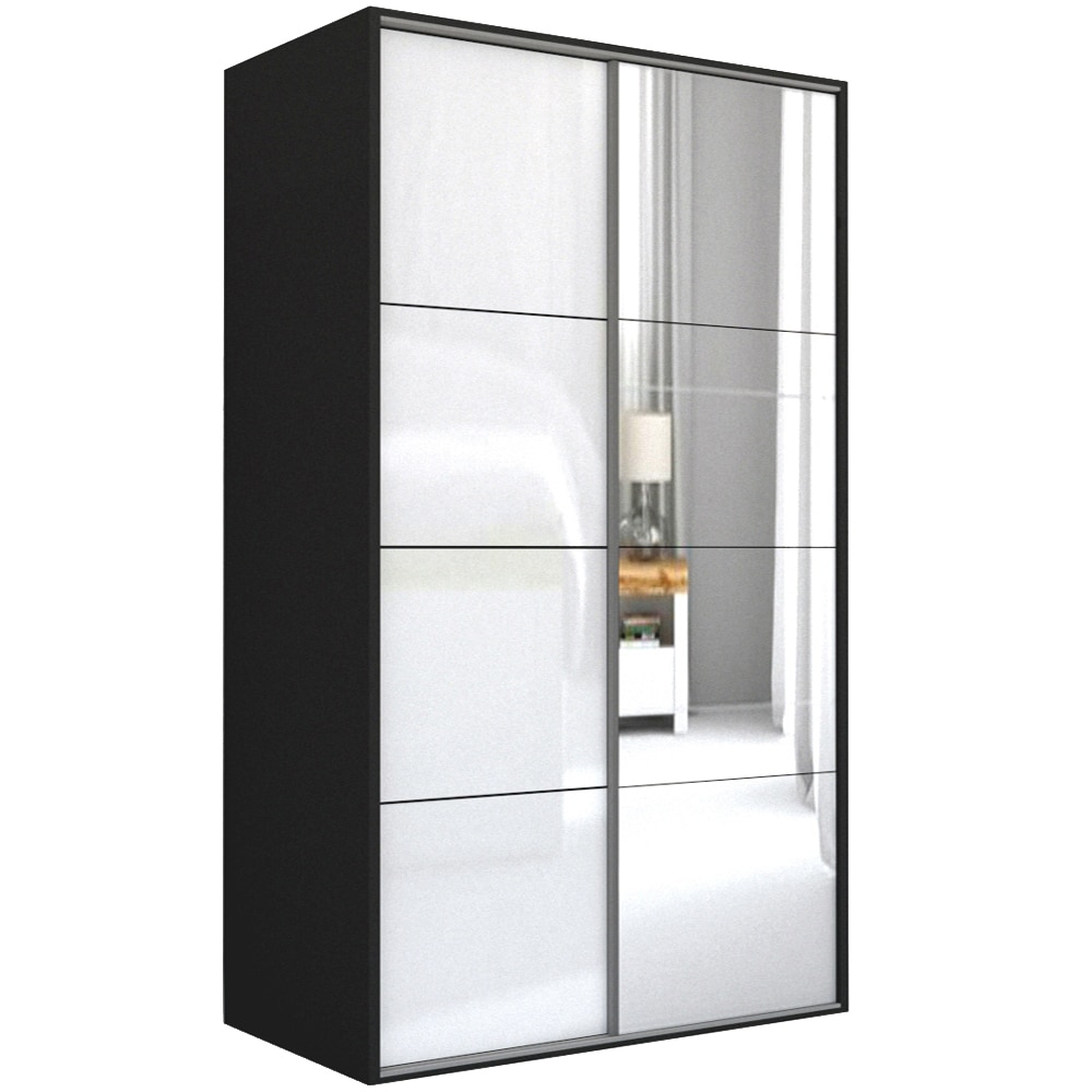 Dressing Genarom LEX D, Gri Lucios / Oglinda L, 181 x 240 x 66 cm